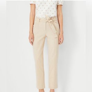 Ann Taylor-The Tie Waist Taper Pant-Toasted Oat